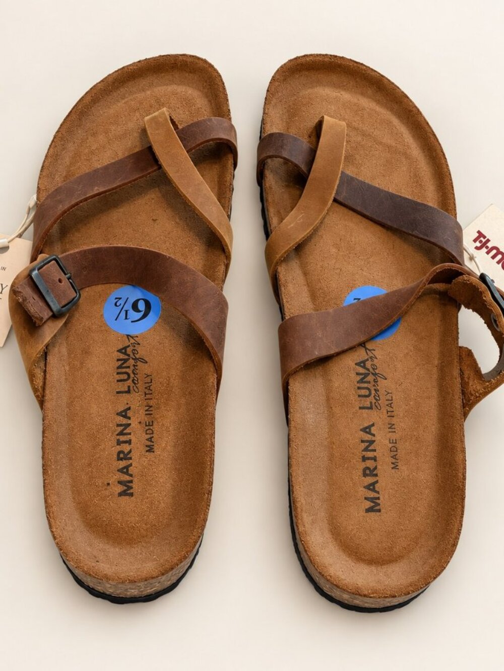 Marina Luna Brown Leather Toe Loop Sandals NWT 6.5